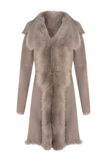 Dames lichtgrijze Toscaanse schapensuède trenchcoat - Celeste