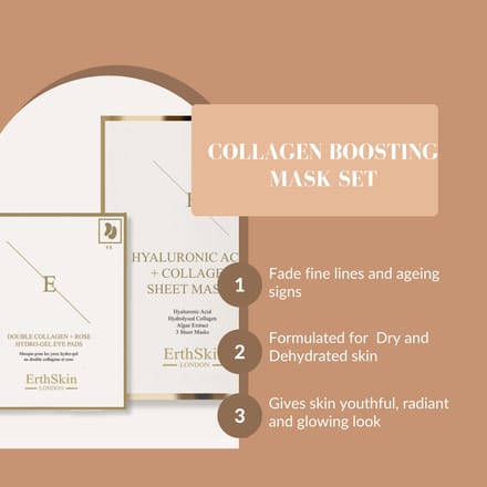 Hyaluronzuur & Collageen Masker - 3 vellen + Dubbel Collageen + Roos Hydrogel Oogkompressen 5 X 2