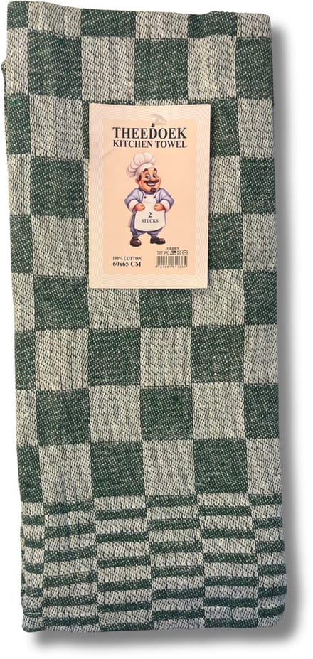 Theedoekenset - 60 x 65 cm - Geblokt - Groen (per set van 2)