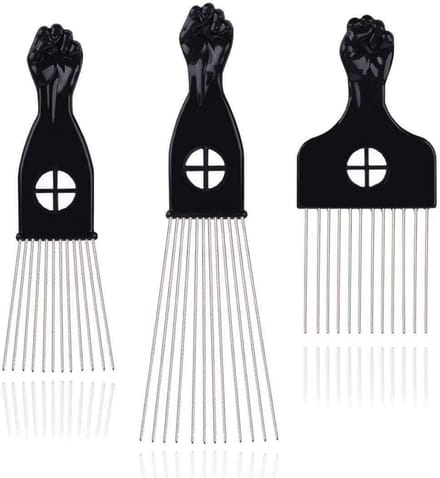 Set van 3 Metalen Haarplectrums voor Krullend en Kroeshaar - Haarkam voor Styling