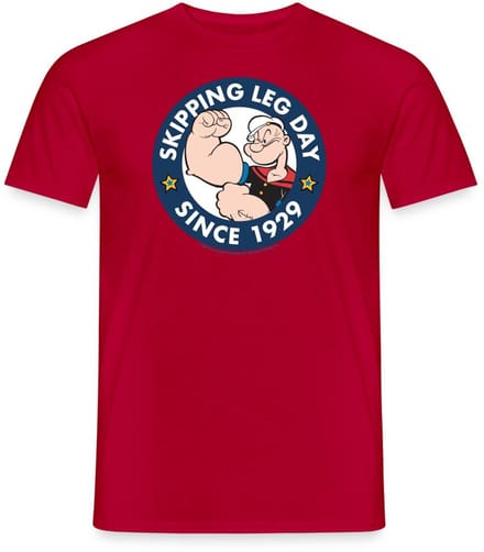 Popeye Skipping Leg Day Since 1929 T-Shirt Heren