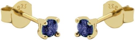 Karma Oorbellen Round Sapphire Blue Zirconia 2 mm Goud