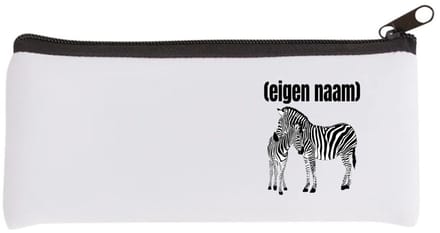Akyol - 2 zebra's Etui - Dierentuin - zebra liefhebbers - met eigen naam - zebra spullen - gepersonaliseerd - 20 bij 9 cm