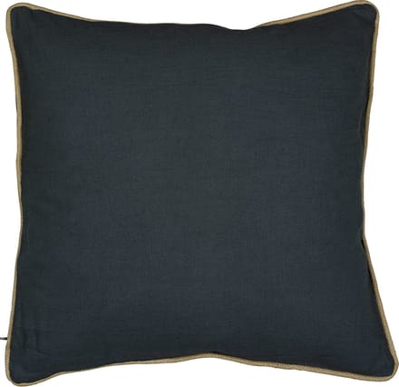 kussen donkergrijs met jute bies 55x55cm*