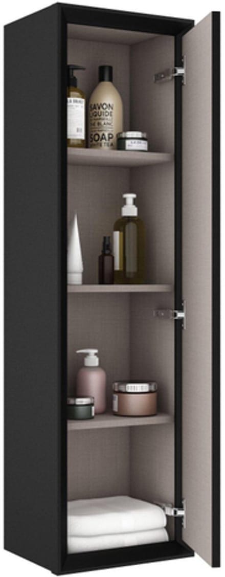 FugaFlow Eccelente Arredo Hoge Kast - 120x34.5x34.5cm - 1 deur - mat zwart - MDF