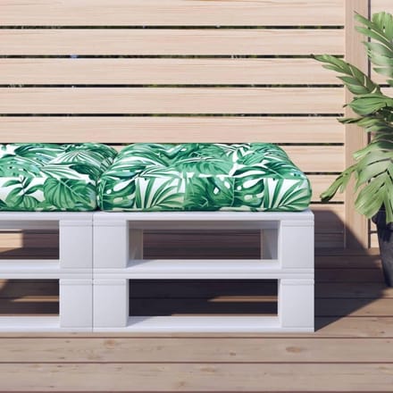 Palletkussen - Zitkussen Tuin - Buiten Zitten - Zachte Vulling - 60 x 60 cm - Bladpatroon