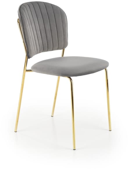 Luxury4Home W158 - Eetkamerstoel - Grijs Fluweel - Gouden Poten