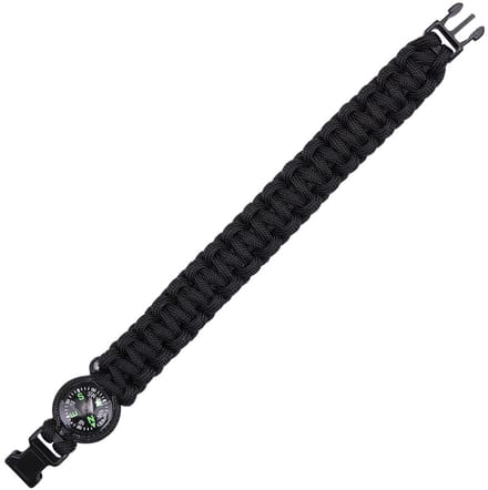 Paracord bracelet Kompas 8inch zwart