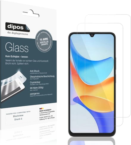 dipos – 2x Pantserfolie geschikt voor Blackview Shark 6Kamera-Linse | 9H Screenprotector