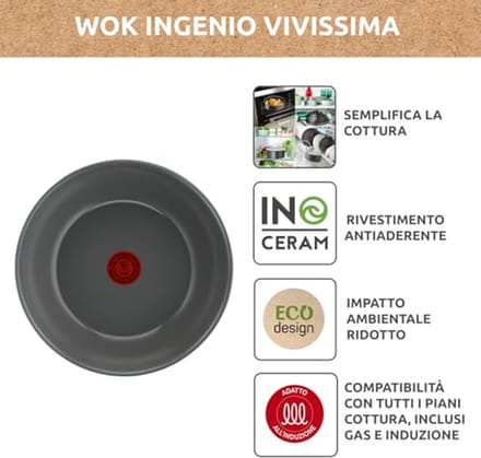 Ceramic Wok 26 cm met Verwijderbare Handgreep - Geschikt voor Alle Warmtebronnen