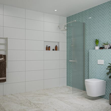 FugaFlow Eccelente Vetro inloopdouche badkamer - 50x200cm - ribbelglas - wandarm - geborsteld RVS