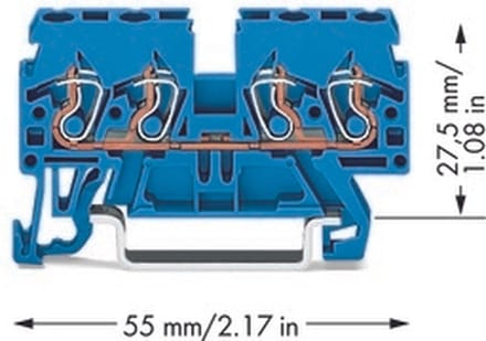 WAGO 870-834 Doorgangsklem 5 mm Spanveer Toewijzing: N Blauw 100 stuk(s) Package