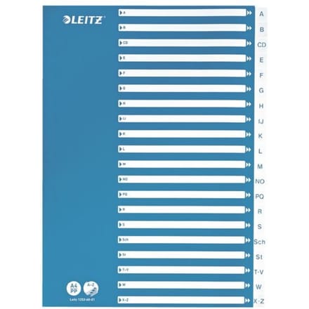 LEITZ® PP-indexbladen met blauw dekblad, Letters A-Z