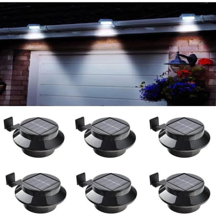 Lot de 6 lampes solaires pour gouttetières - imperméable - Noir