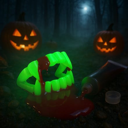Nepbloed met Glow in the Dark Tanden - Halloween Griezel Accessoire Set