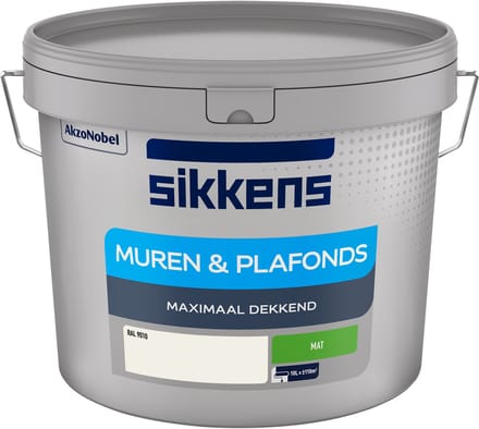 Sikkens Muren En Plafonds Muurverf - Mat - Ral 9010 - 10l