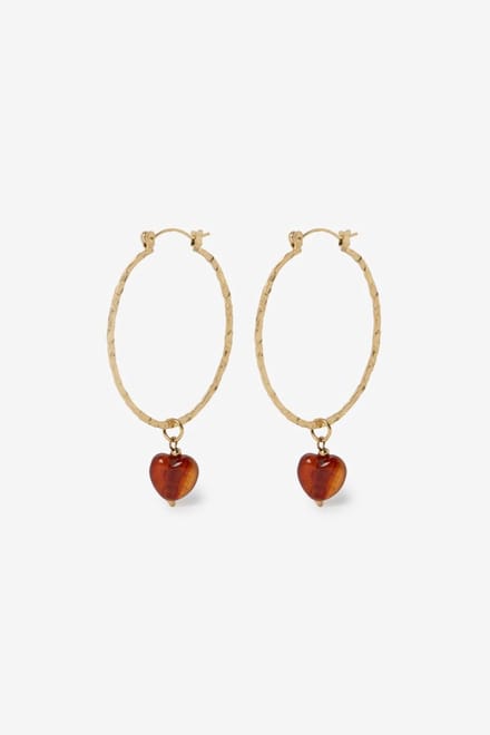 Sissy-Boy - Gold plated hoop oorbellen met hart