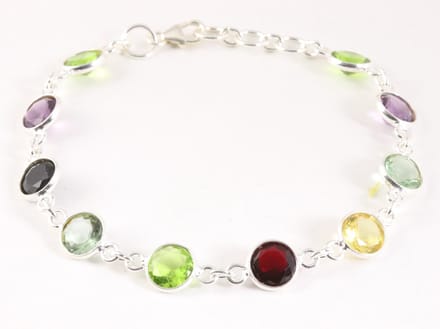 Fijne zilveren armband met multi color edelstenen