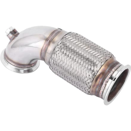 3in Stalen V-band naar V-band Downpipe Laag 90 graden met w Flex Balg O2 Aansluitingen Plug gray
