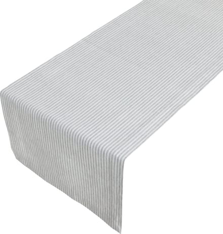 Linen & More - Tafelloper 'Fine stripe' (50cm x 140cm, Dark Grey)
