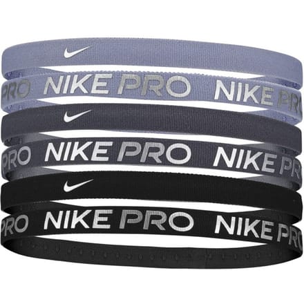 Nike Flex Classic Logo Metallic Hoofdband (Set van 6) (Zwart/Donkergrijs/Paars metallic)