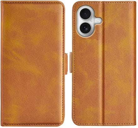 MobyDefend Hoesje - Geschikt voor iPhone 17 - Luxe Wallet Book Case (Sluiting Zijkant) - Lichtbruin