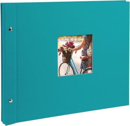 Uitbreidbaar Schroefalbum Turquoise Linnen - 40 Witte Pagina's en Pergamijn