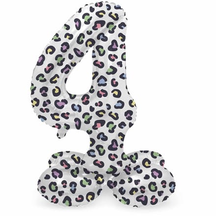 Staande Folieballon Cijfer 4 Bright Panther - 72 cm