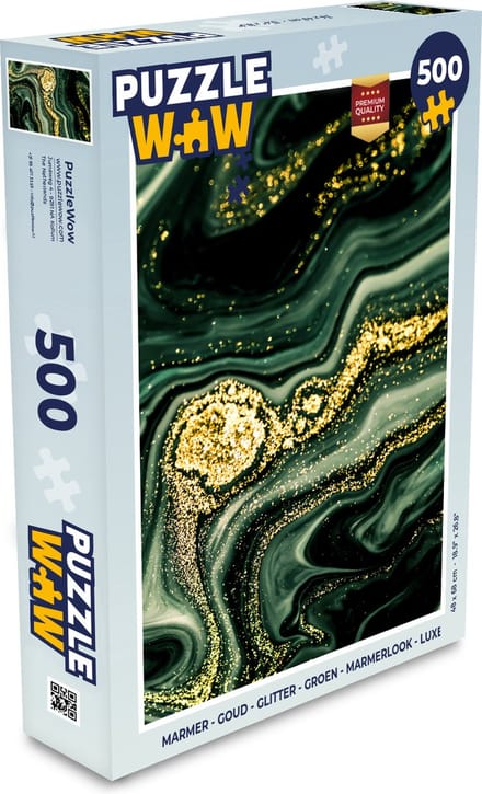 Puzzel Marmer - Goud - Glitter - Groen - Marmerlook - Luxe - Legpuzzel - Puzzel 500 stukjes