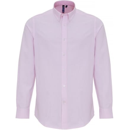 Premier Heren Katoen Rijke Oxford Stripe Shirt (Wit/Roze)