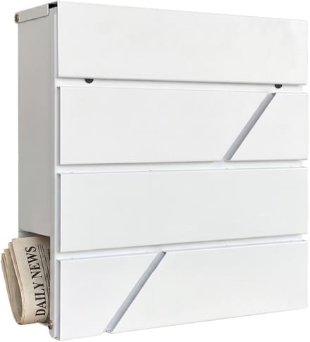 Brievenbus met krantenvak - 37 x 37 x 11 cm - wit