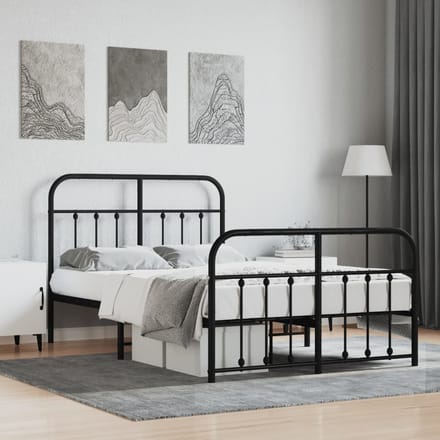 vidaXL - Bedframe - met - hoofd- - en - voeteneinde - metaal - zwart - 120x190 - cm