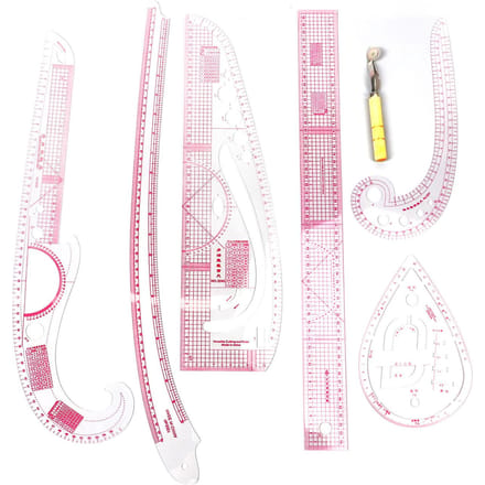 7-delige Franse Curve Liniaal Set Hoge Nauwkeurigheid Complete Gereedschappen Naailinialen Set met Schaal voor Beginners white