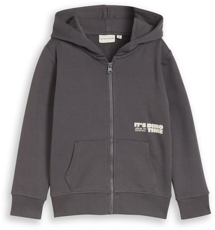 Tom Tailor - Hoodie-sweatjack met print op de rug - Maat 92/98 - dark urban grey