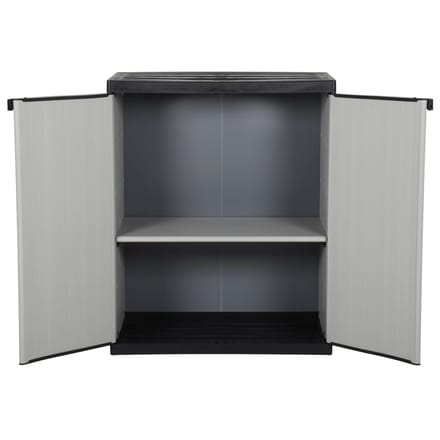 vidaXL - Tuinkast - met - 1 - schap - 68x40x85 - cm - grijs - en - zwart
