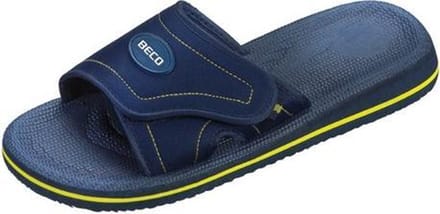 BECO Badslippers - Met Klittenband - Unisex Blauw/geel - Maat46