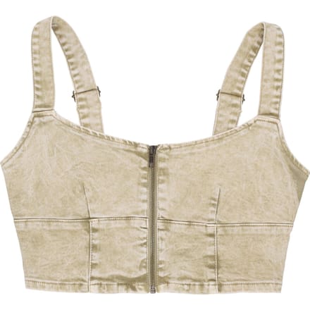 Top W Go Aged Zip Bustier-denimtop voor dames, Go Aged White