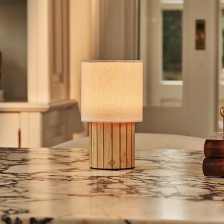 Tavellio Donnée Oplaadbare Tafellamp – H22 – Hout en Glas – Lichtbruin