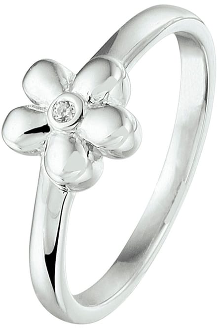 Zilver Gerhodineerde Kinderring bloem zirkonia 1329204 13.50 mm (43)