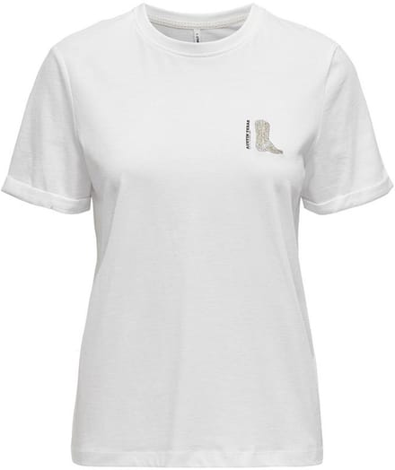 Only T-shirt Onlwest Life Ss Tee Cs Jrs 15320350 Bright White/emb Boot Dames Maat - S