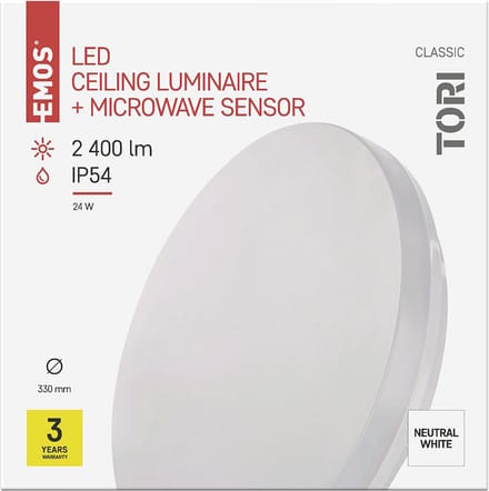 Waterdichte LED Plafondlamp met Bewegingssensor - 24W, 2400 Lumen, Neutraal Wit Licht