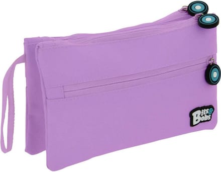 Dubbel Etui Platte Schoolbox Lavendel Met Twee Vakken en Handvat