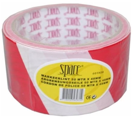 Benson Markeerlint - 2x - rood / wit - 50 meter - afzetlint