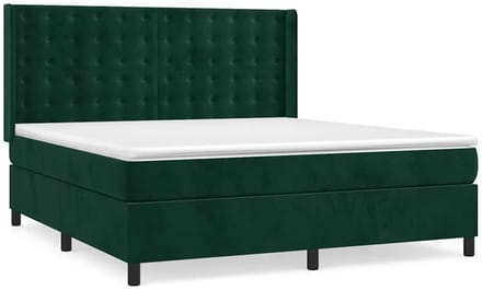 vidaXL - Boxspring - met - matras - fluweel - donkergroen - 180x200 - cm