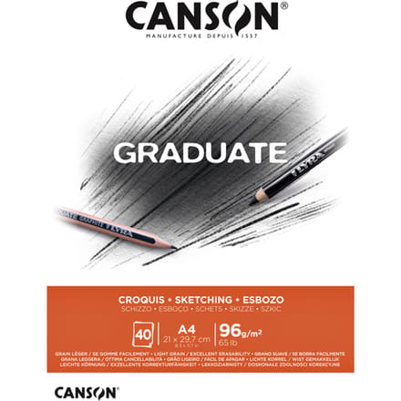 Schetsboek Canson Graduate Croquis A4 96gr 40 vel