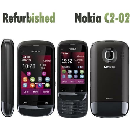 Téléphone Mobile Nokia C2-02 d'Origine Nokia Reconditionné Débloqué avec 1 SIM Simple set or