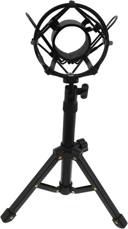 Bureau Microfoonstandaard - Verstelbare Houder - Podcast Opname - Stevige Metalen Voet - 33 cm - Zwart