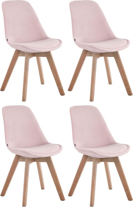 CLP Borneo Set van 4 eetkamerstoelen - Fluweel roze natura