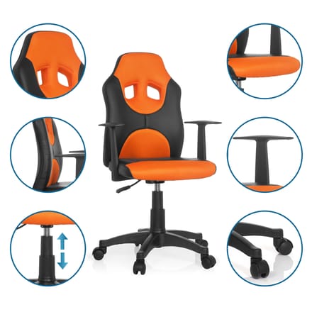 hjh office Kiddy Racer AL - Bureaustoel - Kinder - Zwart / oranje