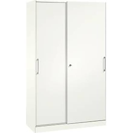 Schuifdeurkast ASISTO C 3000, 5 ordnerhoogten, afsluitbaar, breedte 1200 mm, wit/wit